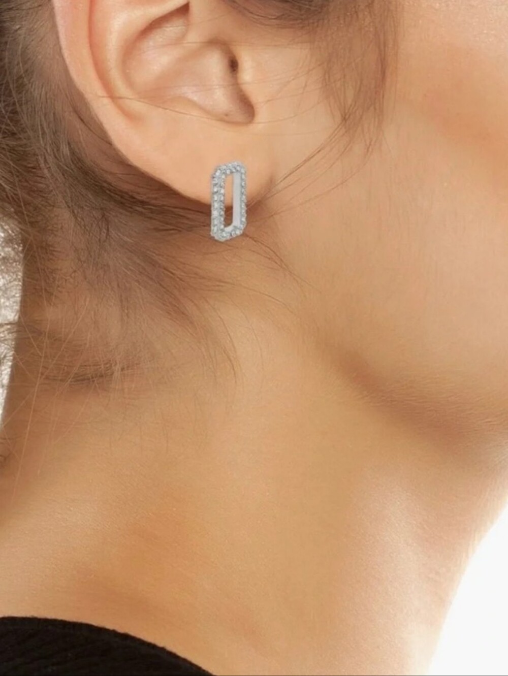 AllSaints Pavé Crystal Geometric Link Stud Earrings